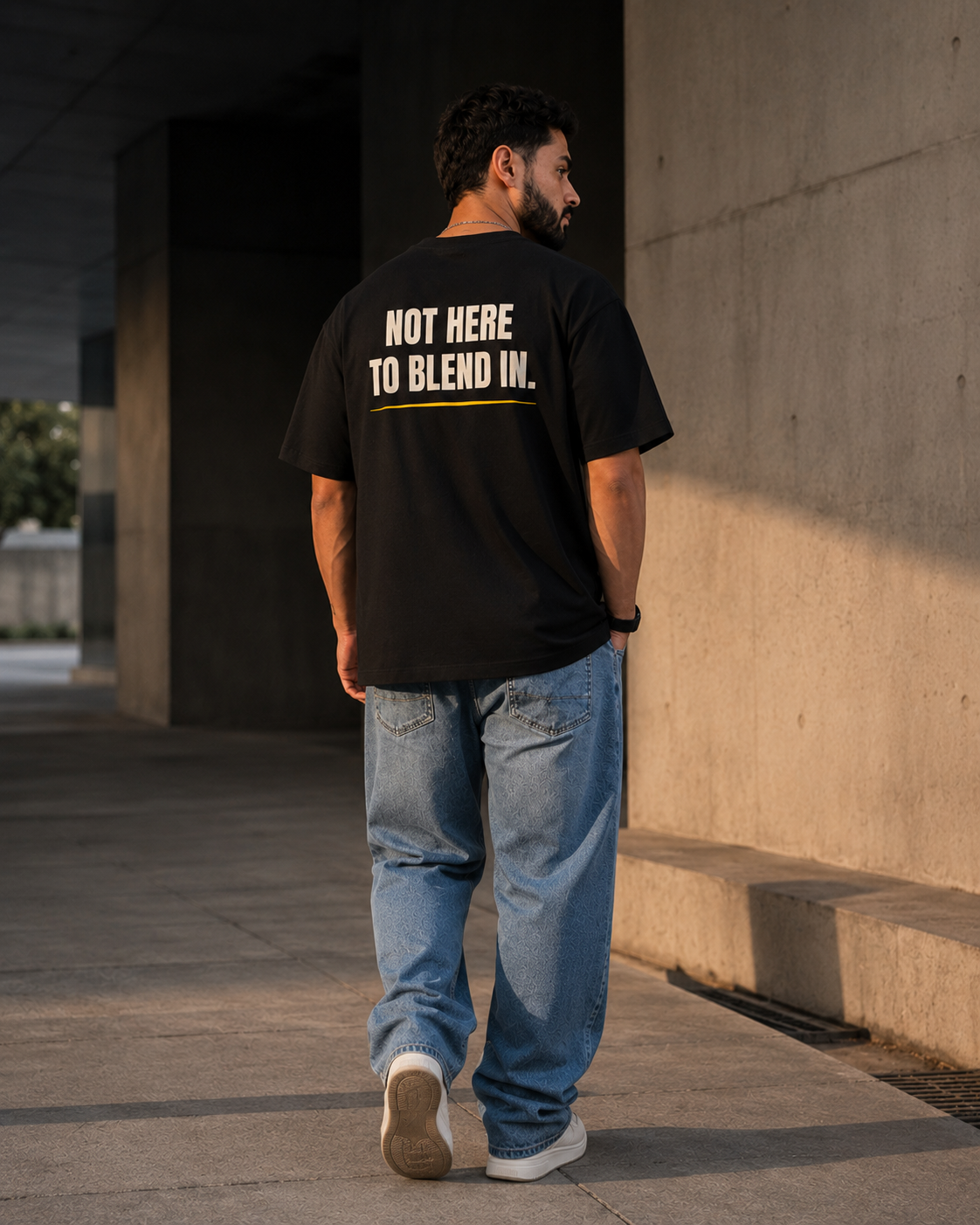 NOT HERE TO BLEND IN. | Premium 240 GSM Oversized Cotton T-Shirt