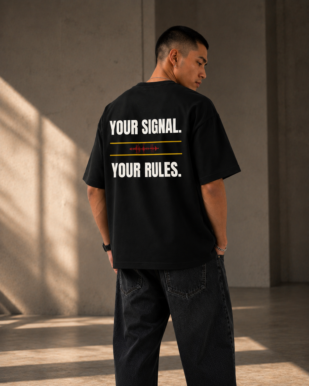 YOUR SIGNAL. YOUR RULES.| Premium 240 GSM Oversized Cotton T-Shirt