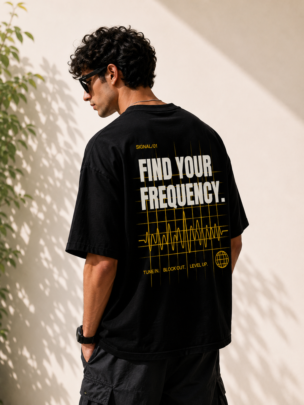 FIND YOUR FREQUENCY. |Premium240 GSM Oversized Cotton T-Shirt