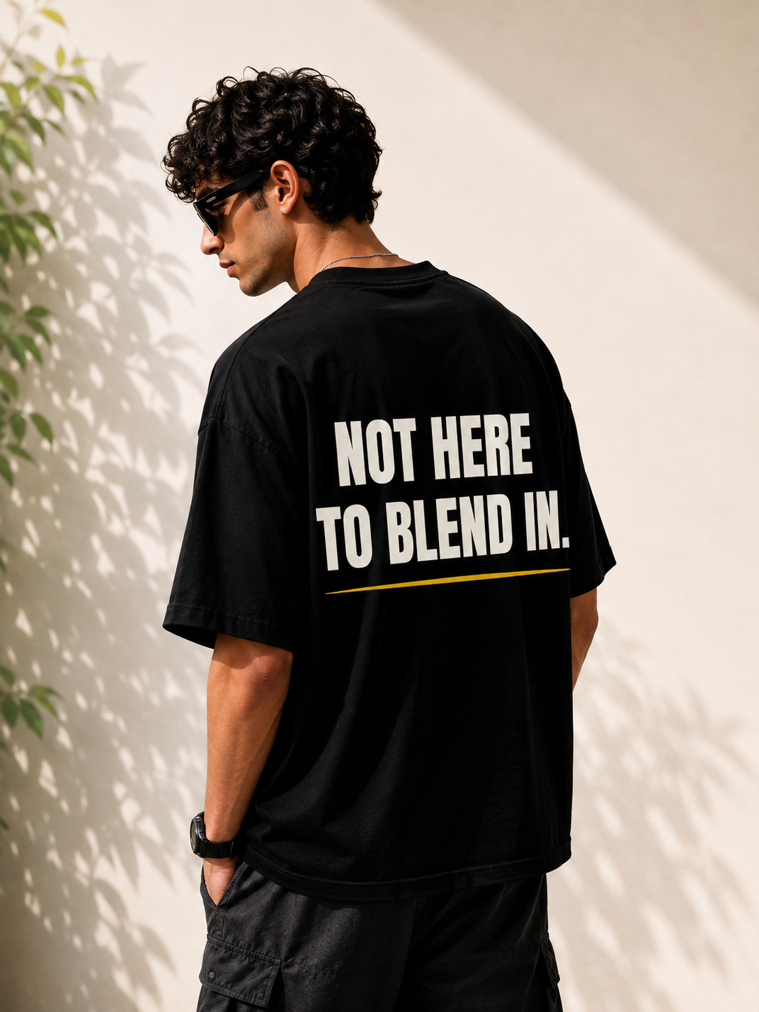 NOT HERE TO BLEND IN. | Premium 240 GSM Oversized Cotton T-Shirt