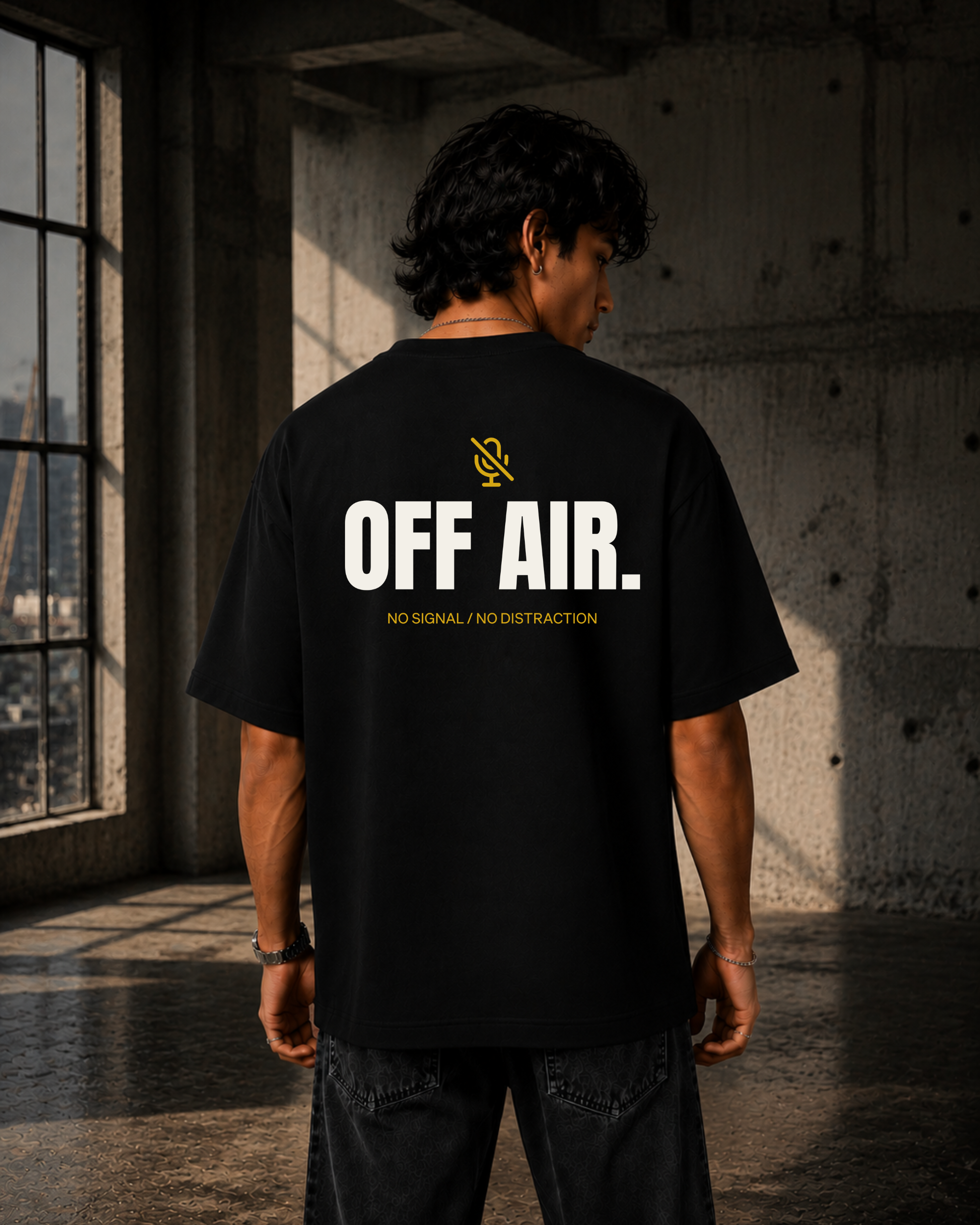 OFF AIR. — No Signal No Distraction |Premium 240 GSM Oversized Cotton T-Shirt