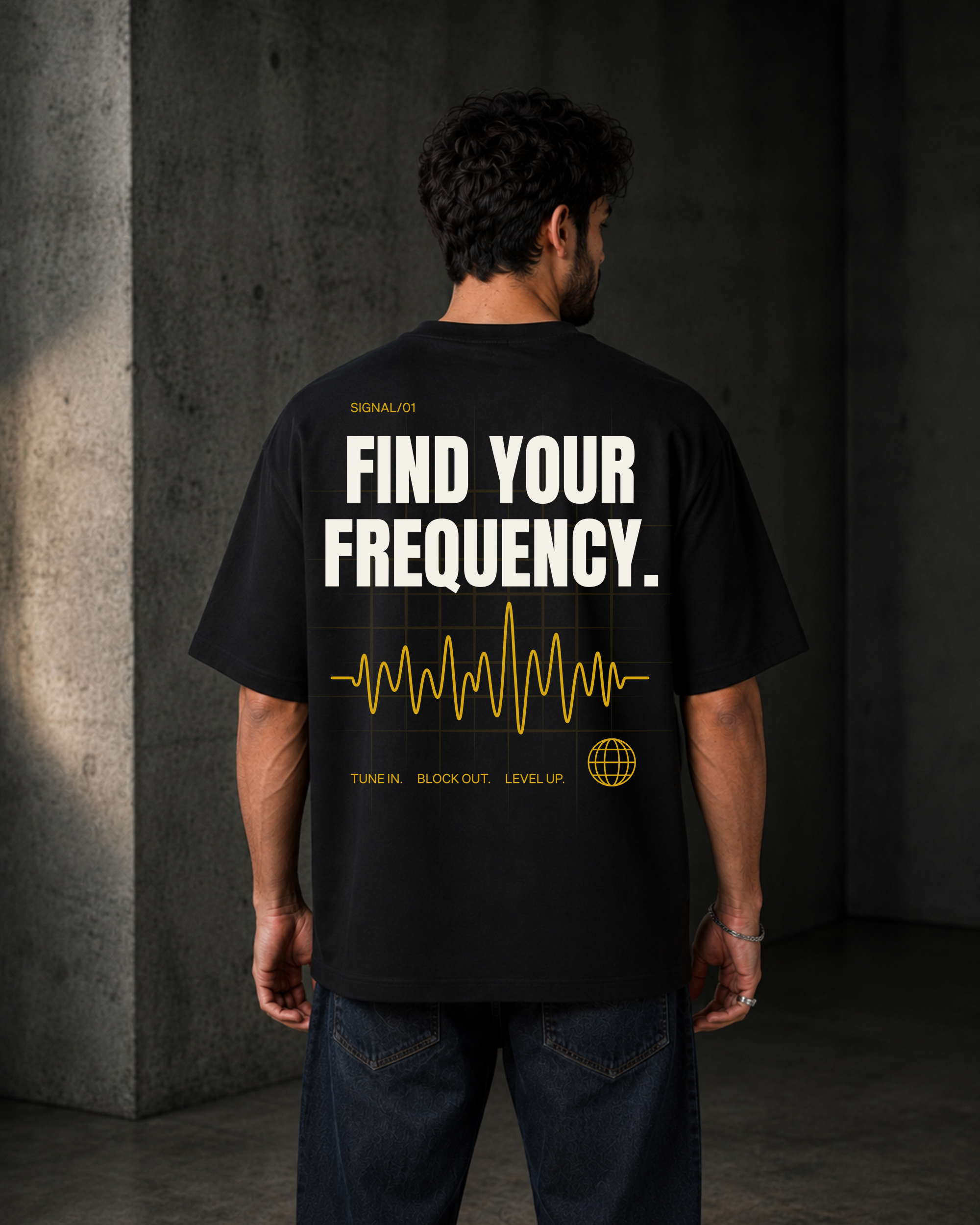 FIND YOUR FREQUENCY. |Premium240 GSM Oversized Cotton T-Shirt